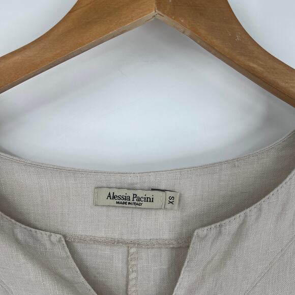 Alessia Pacini Cream Linen Tunic Shift Dress Size XS - Picture 4 of 7